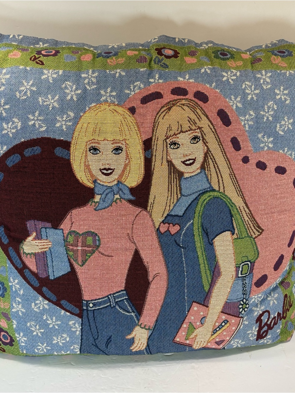 Vintage Large Barbie Tapestry Throw Decor Pillow By Dan River 90’s Y2K Girl Room
